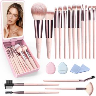 Makeupbrster med etui 20stk Rejse Makeup Brstest Foundation Concealer Blush jenskyggebrstest Contour Powder jenbryn jenvippebrstest med