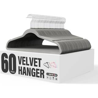 Yssoa fløjlbøjler 60 pakning af skridsikre tøj med skulder hak 360 drejelige kroge tunge standardbøjler til skabsplads sparende grå