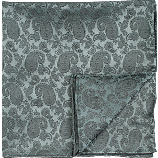 Amanda Christensen Tonal Paisley Silk Pocket Square Olive
