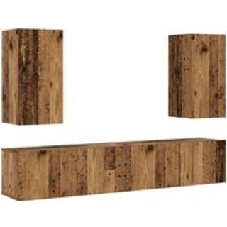 væghængte tv-skabe 4 stk. konstrueret træ antikt træ
