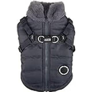 Puppia donavan vinterhund frakke med integreret sele ingen tr?k koldt vejr vandt?t varm fleece tilbage lynl?s til lille og mellemhund gr? stor