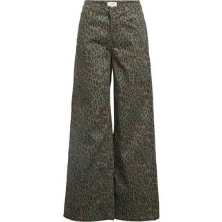 Leopardprintet Jeans Med Vide Ben