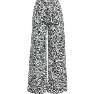 Leopardprintet Jeans Med Vide Ben