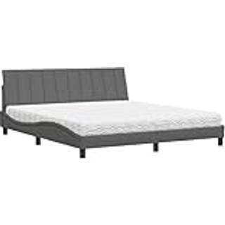 seng med madras Hanko 180x200 cm stof mørkegrå