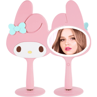 Impressions Vanity My Melody LED h?ndholdt makeup spejl til skrivebordsbelyst rejse makeup spejl med aftagelig st?ende base Ultra Bright Justerba
