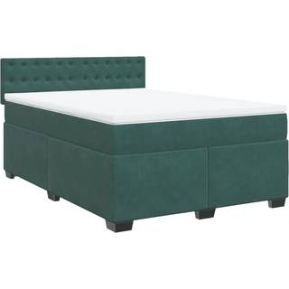kontinentalseng med madras 140x200 cm fløjl mørkegrøn