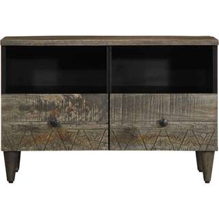 Tv-Bord 70X33,5X46 Cm Massivt Mangotræ Lysegrå