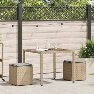 havestole med hynder 2 stk. 40x40x43 cm polyrattan beige