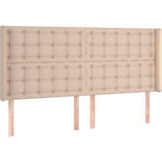 sengegavl med kanter 203x16x118/128 cm kunstlæder cappuccino
