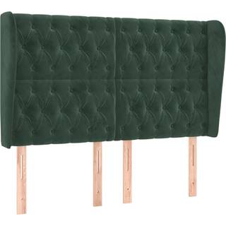 Sengegavl Med Kanter Fløjl - Mørkegrøn / 163 x 23 x 118/128 cm