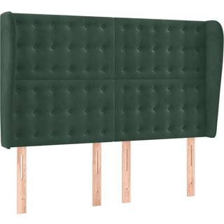 sengegavl med kanter 147x23x118/128 cm fløjl mørkegrøn