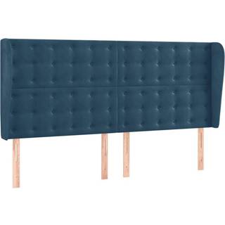 Sengegavl Med Kanter Fløjl - Mørkeblå / 203 x 23 x 118/128 cm