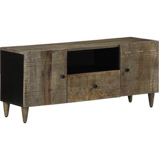 Tv-Bord 105X33,5X46 Cm Massivt Mangotræ Lysegrå