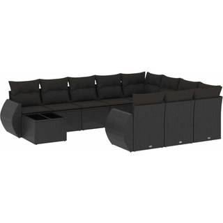 Sofasæt Til Haven 11 Dele Med Hynder Polyrattan - Sort