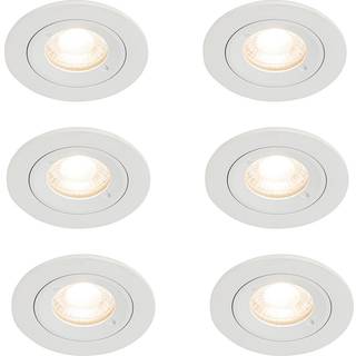 Sæt med 6 indbyggede spots hvide runde GU10 50 mm IP44 - Xena