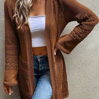 TEMU Hollow-out Off-shoulder Cardigan Sweater