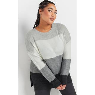 Yours Curve Yours Curve Grey Colourblock Jumper