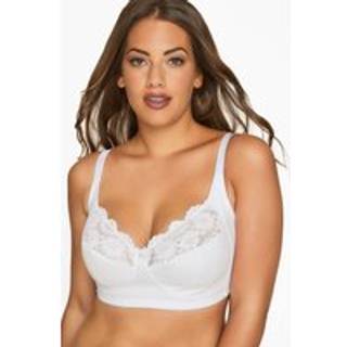 Yours Curve Yours Curve White Non Wired Cotton Lace Trim Bra
