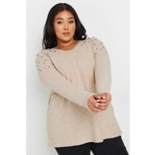 Yours Curve Yours Curve Natural Brown Pearl Embellished Jumper