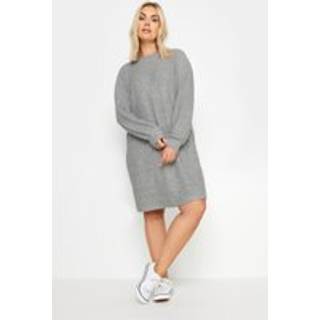 Yours Curve Yours Curve Grey Ribbed Jumper Dress