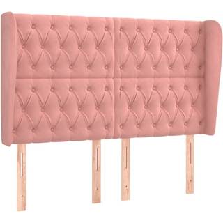 Sengegavl Med Kanter Fløjl - Lyserød / 163 x 23 x 118/128 cm