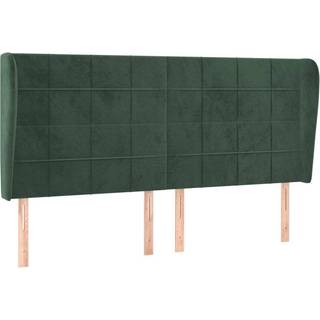 Sengegavl Med Kanter Fløjl - Mørkegrøn / 203 x 23 x 118/128 cm