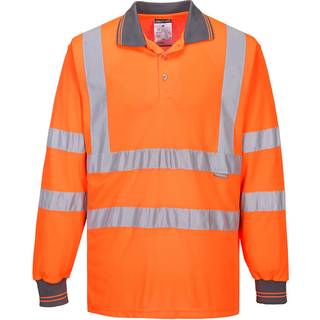 Hi-Vis Polo-shirt med lange ærmer - Orange (Størrelse: L)