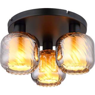 Loftlampe Xia, Ø 37 cm, røggrå, 3 lyskilder, glas