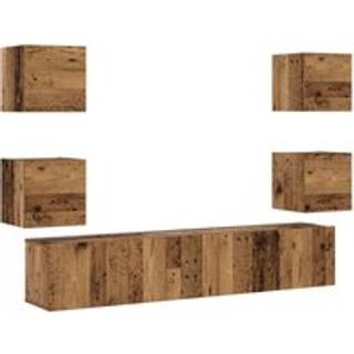 væghængte tv-skabe 6 stk. konstrueret træ antikt træ