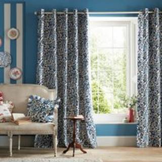Cath Kidston Cath Kidston Navy Strawberry Garden Blackout Eyelet Curtains