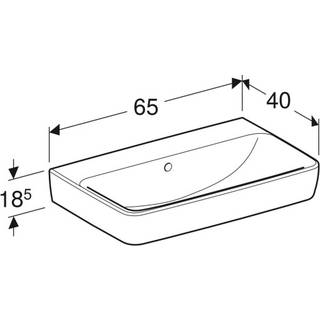 Geberit Renova Compact håndvask: B=65cm, T=40cm, Hanehul=Uden, Overløb=Synlig, Hvid / KeraTect