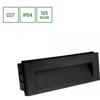 6W nedsænket trappelys CCT - 3 lyskulører, IP54, Sort, 23 x 8,4 x 5,2cm, 230V - Dæmpbar : Ikke dæmpbar, Kulør : CCT (Varm til Kold Hvid)
