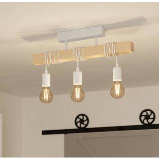 Townshend loftlampe, længde 55 cm, hvid/eg, 3 lyskilder.