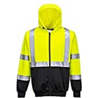Hi-Vis Two-Tone Hoodie med lynlås - Gul/Sort (Størrelse: M)
