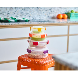 Joseph Joseph Nest Lock 8 -delt plast BPA gratis rund madopbevaringsbeholder sæt med låsbar lufttæt lækagesikre låg - multicolor