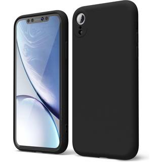 oakxco til iPhone XR telefonetui Flydende silikone tyndt tyndt bl?dt gummigel TPU almindeligt enkelt cover til kvinder pige S?d mat ensfarvet sor