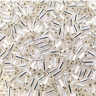 Miyuki #1 Glass Bugle Beads 3x1,5 mm s?lvforet krystal -aprx 19 gram