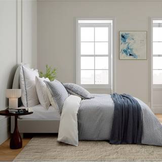 Bedeck of Belfast Bedeck of Belfast White or Navy 100% Cotton Gingham Check Mallory Duvet Cover and Pillowcase Set