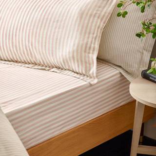 Yard Yard Blush Hebden Striped 100% Cotton Fitted Sheet
