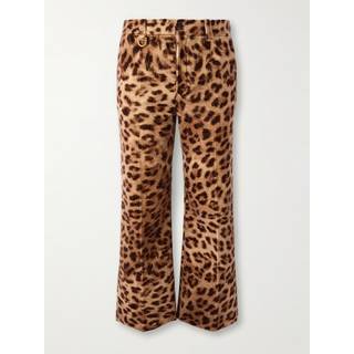 ChloÃ© Leopard-print cotton velvet flared pants - yellow - S