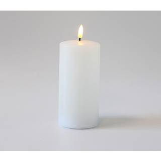LED Bloklys 15cm høj, smelte-look, flammeeffekt - Ø7,5cm, 15cm høj, virker m. fjernbetj, timer, ægte stearin