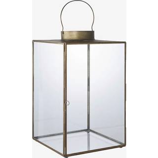 Mohali lanterne i metal og glas 42x24,5cm antik messing look
