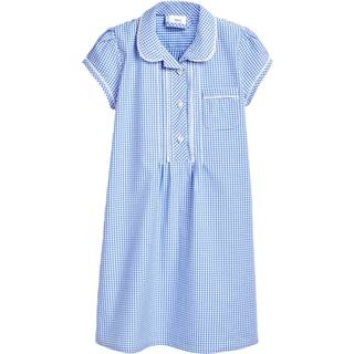Next Blue Cotton Rich Button Front Lace Gingham School Dress (3-14yrs) - 13 Yrs