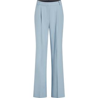 Wide Leg Stretch Wool Trousers - Blue - 38