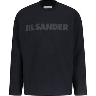 Jil Sander Round Collar Tonal Logo Crew Neck Black
