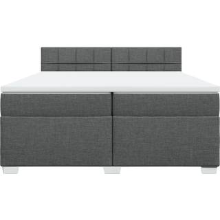 Kontinentalseng Med Madras Stof Mørkegrå - Blok med firkanter / 200 x 200 cm