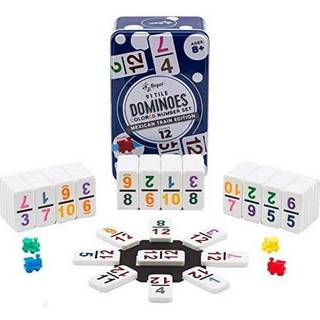 Regal Games - Double 12 Dominoes - Farvede numre Set - Mexicansk togspil Set med HUB 91 nummererede Domino Fliser 4 Tog og samlere Tin - Ideel ti