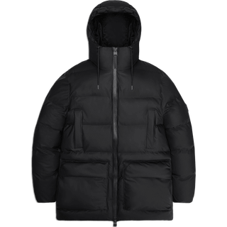 Rains Unisex Alta Long Puffer Cargo Jacket W3T4 Black, XS