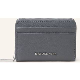 MK Jet Set Small Pebbled Leather Zip-Around Card Case - Grey - Michael Kors - ONE SIZE