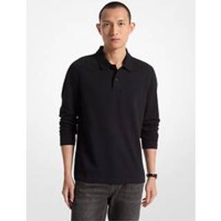 MK Bubble Knit Long-Sleeve Polo Shirt - Black - Michael Kors
